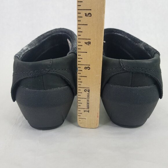 Merrell Luxe Wrap Mule Women's 6 Black Suede Leather Clog Metal Rivets Cone Heel - Picture 15 of 16